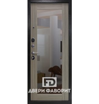 дверь входная с терморазрывом и зеркальной вставкой отделана экошпоном