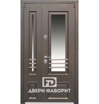 стальная двустворчатая дверь в офис со стеклами в обоих створках