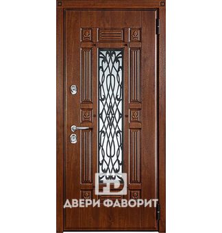 входная металлическая дверь с ковкой, стеклопакетом и отделкой МДФ