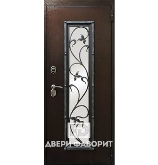 антивандальная дверь с кованой защитной решеткой и стеклопакетом