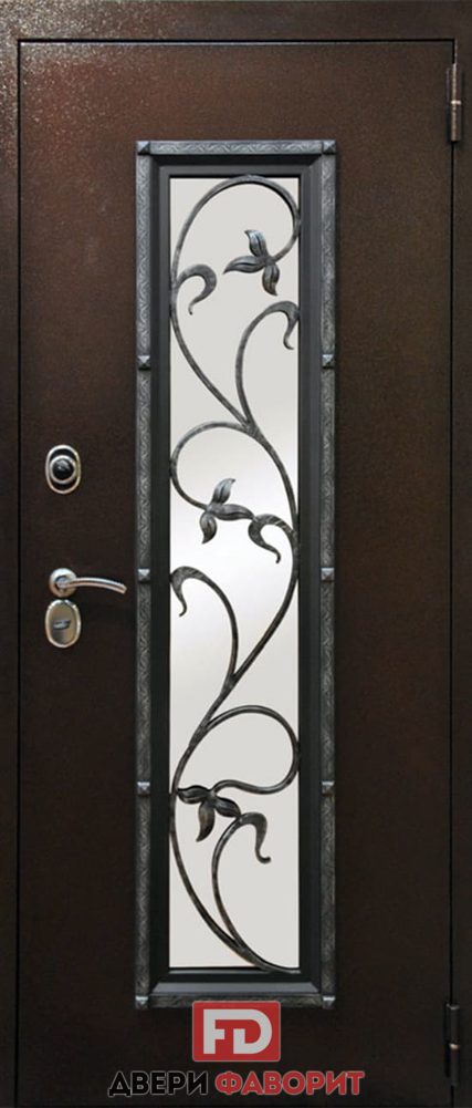 антивандальная дверь с кованой защитной решеткой и стеклопакетом - МД-1482 - 26