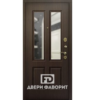 дверь в квартиру с двумя зеркальными вставками