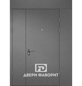 Входная недорогая двустворчатая дверь (боковая и верхняя вставки)