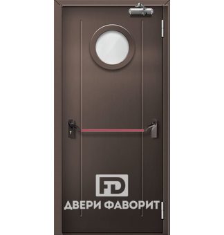 противопожарная дверь с круглым огнеупорным стеклом