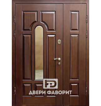 двустворчатая дверь для парадного входа со стеклом арочной формы