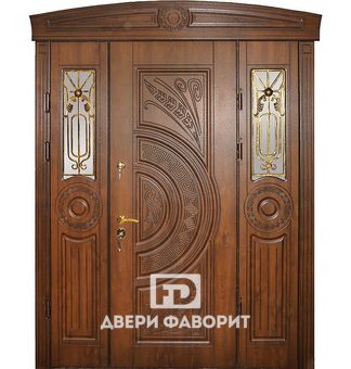 Дверь тамбурная двустворчатая с боковой и верхней вставками