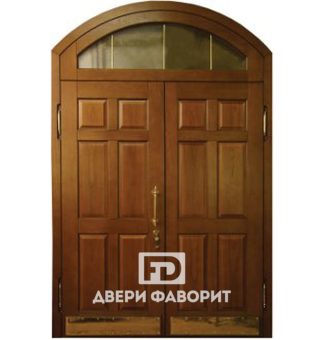 Дверь арочная двустворчатая со стеклом